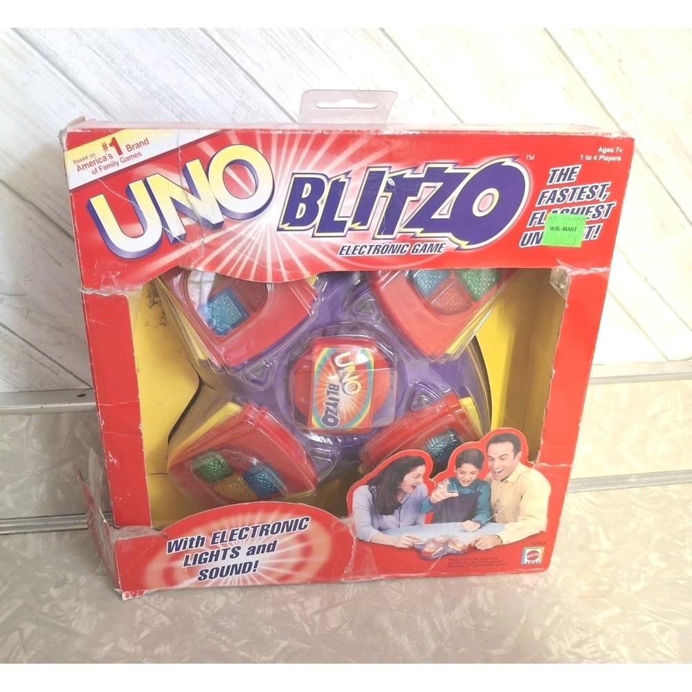 UNO Blitzo Electronic Game 2002 Mattel Lights Sounds With Box Tested & Working